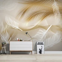 custom photo wallpaper feather 3d golden lines mural living room tv sofa bedroom abstract art wall painting papel de parede 3 d