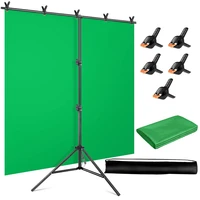 chromakey green screen with t shape background stand kit photo studio photography backdrop live video white black portable