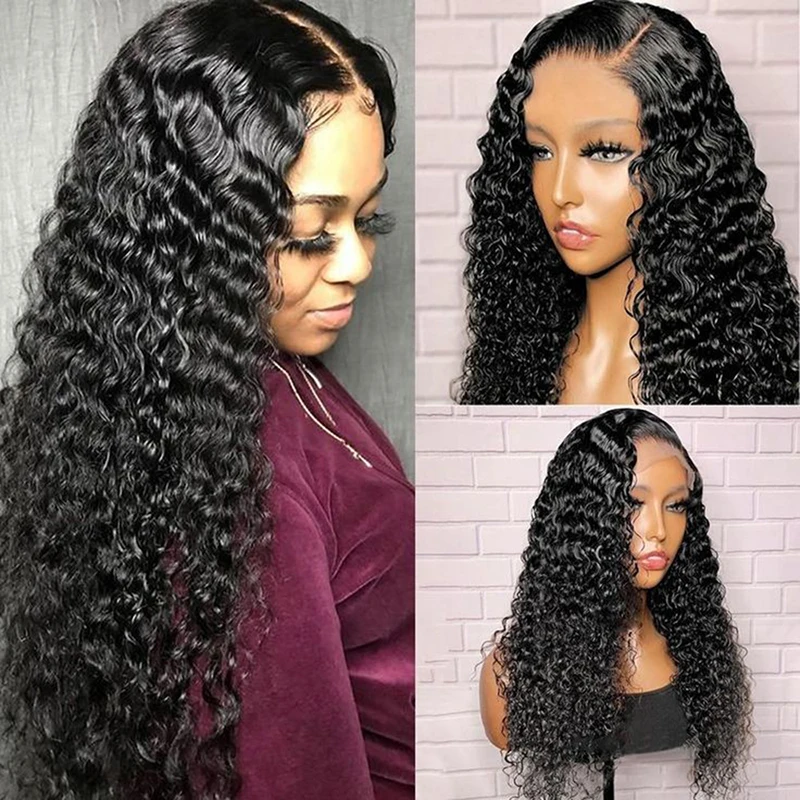 

AIMEYA Deep Wave Lace Front Wigs for Black Women Deep Curly Free Part Pre Plucked Natural Color Glueless Daily Wear Costume Wig