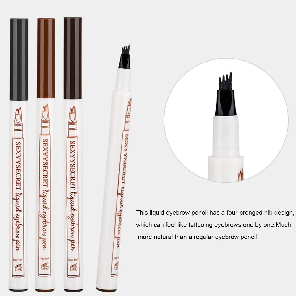Жидкий карандаш для бровей водостойкий коричневый с татуажной краской