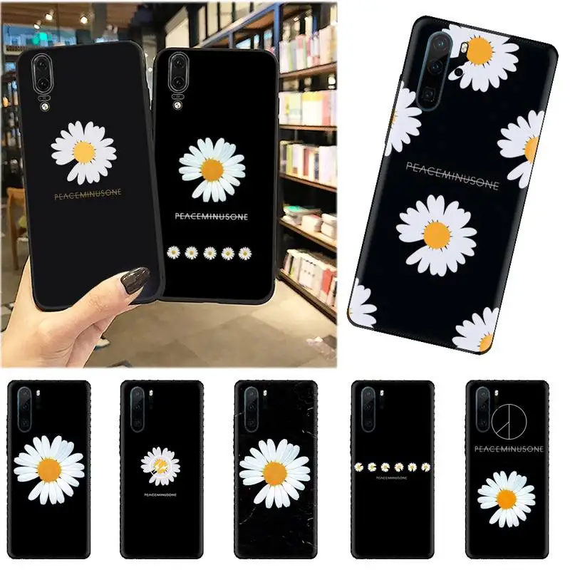 

Black White Flower Daisy Phone Case For Huawei honor Mate mate P 10 9X 10i 20 30 40 y7 pro p smart 2019 lite