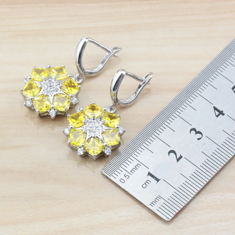 Великолепный винтажный стиль натуральный желтый камень CZ Ювелирные наборы