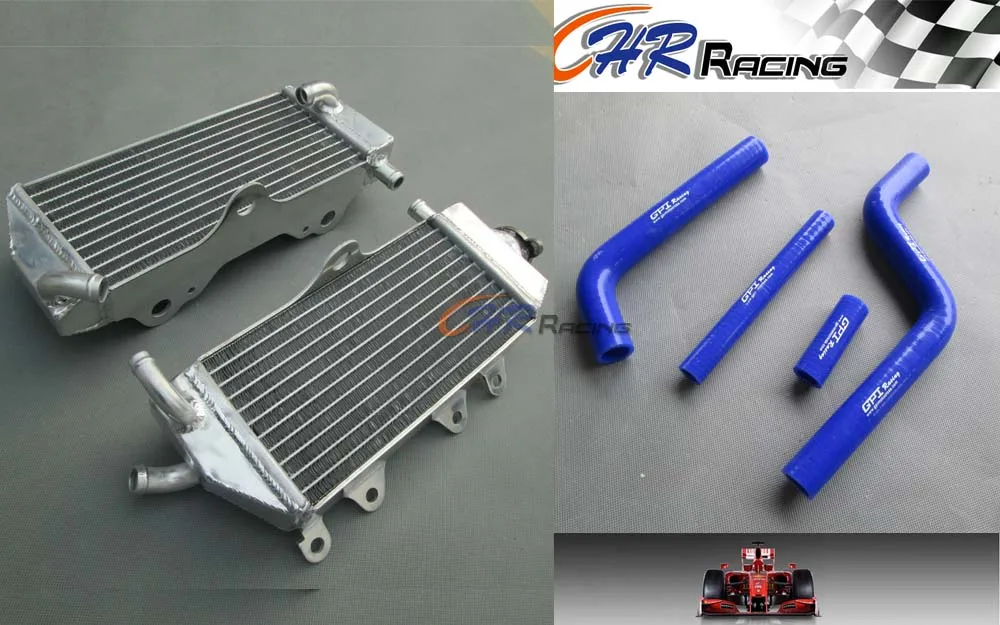 

L & R алюминиевый радиатор для мотоцикла и силиконовый синий шланг для Yamaha YZ125 YZ125P YZ125R 2002 2003 2004