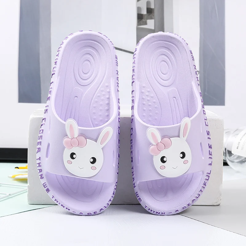 

Cute Cartoon Rabbit Children Slippers Summer Girls Non-Slip Comfort Home Indoor Slippers Light Slip-On Kids Shoes Purple Shoes