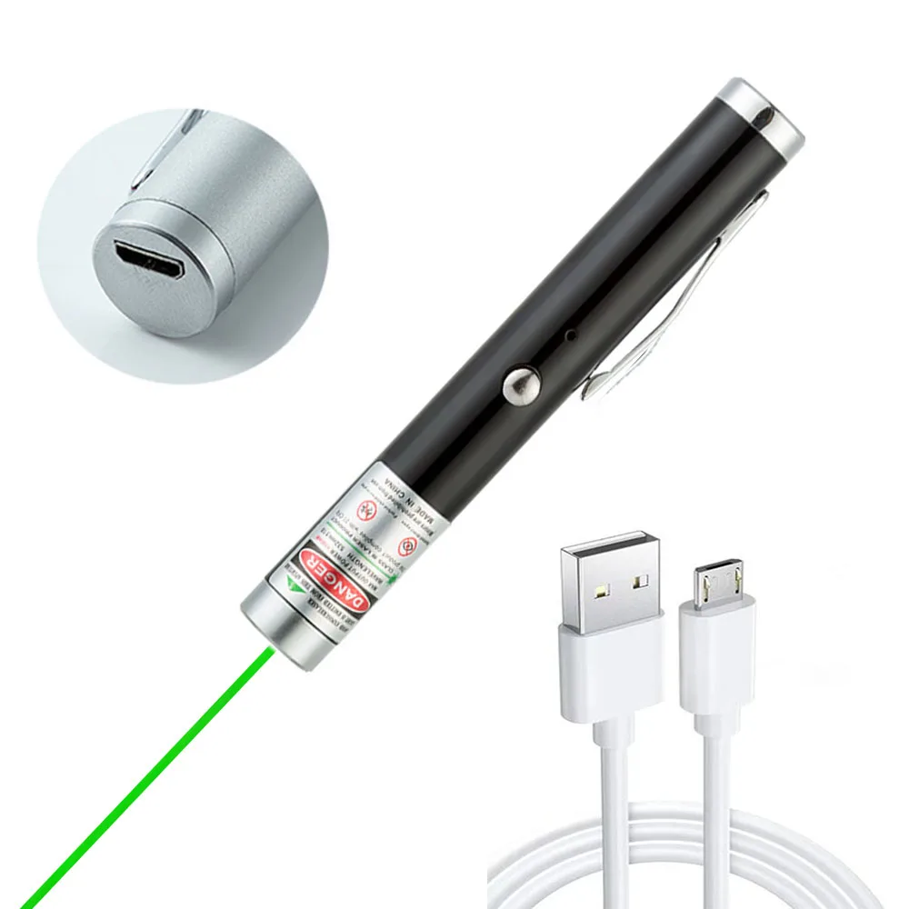 

New Mini Green Laser Pointer USB Rechargeable Portable Red Dot Laser Pointer Single Point Laser Teaching Meeting Funny Cat Toy