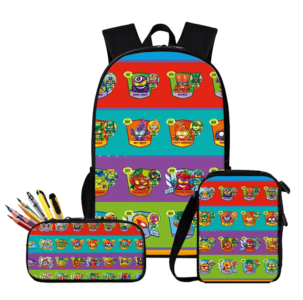 

Mochila Super Zings Backpack 3pcs/set with Shoulder Bag Pencil Case Cartoon Superzings School Bag Travel Bag Laptop Bag