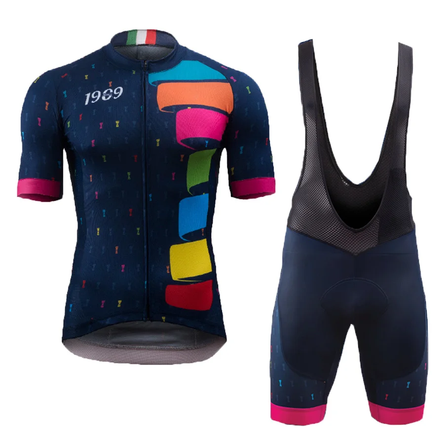 1989 синий Велоспорт Джерси Набор для мужчин с коротким рукавом горный трикотажный