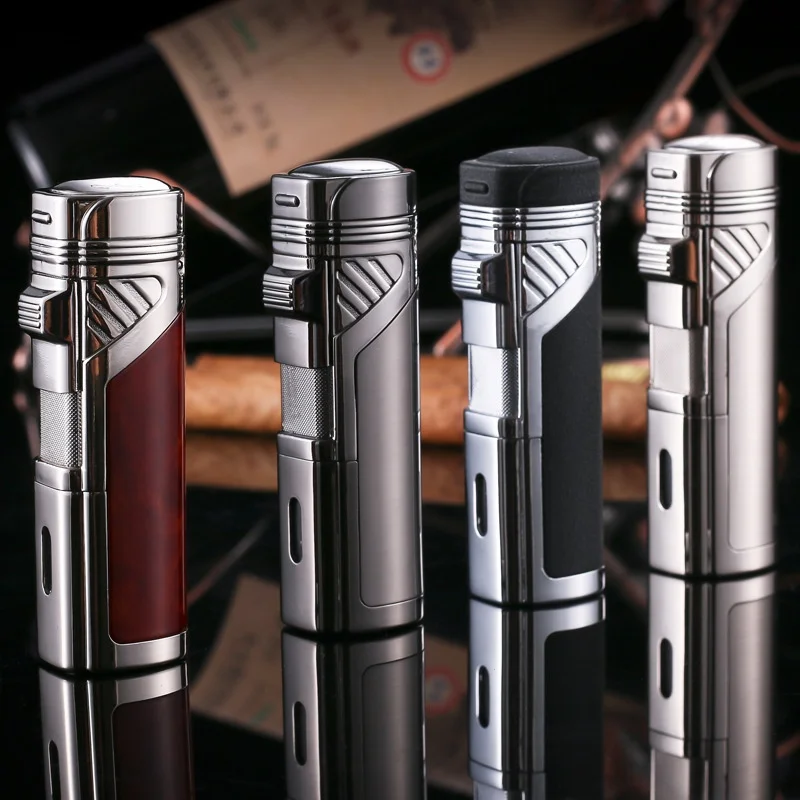 

Stronger flame straight 4 metal gas lighter butane cigarette flashlight new arc lighter honest fancy lighter accessories
