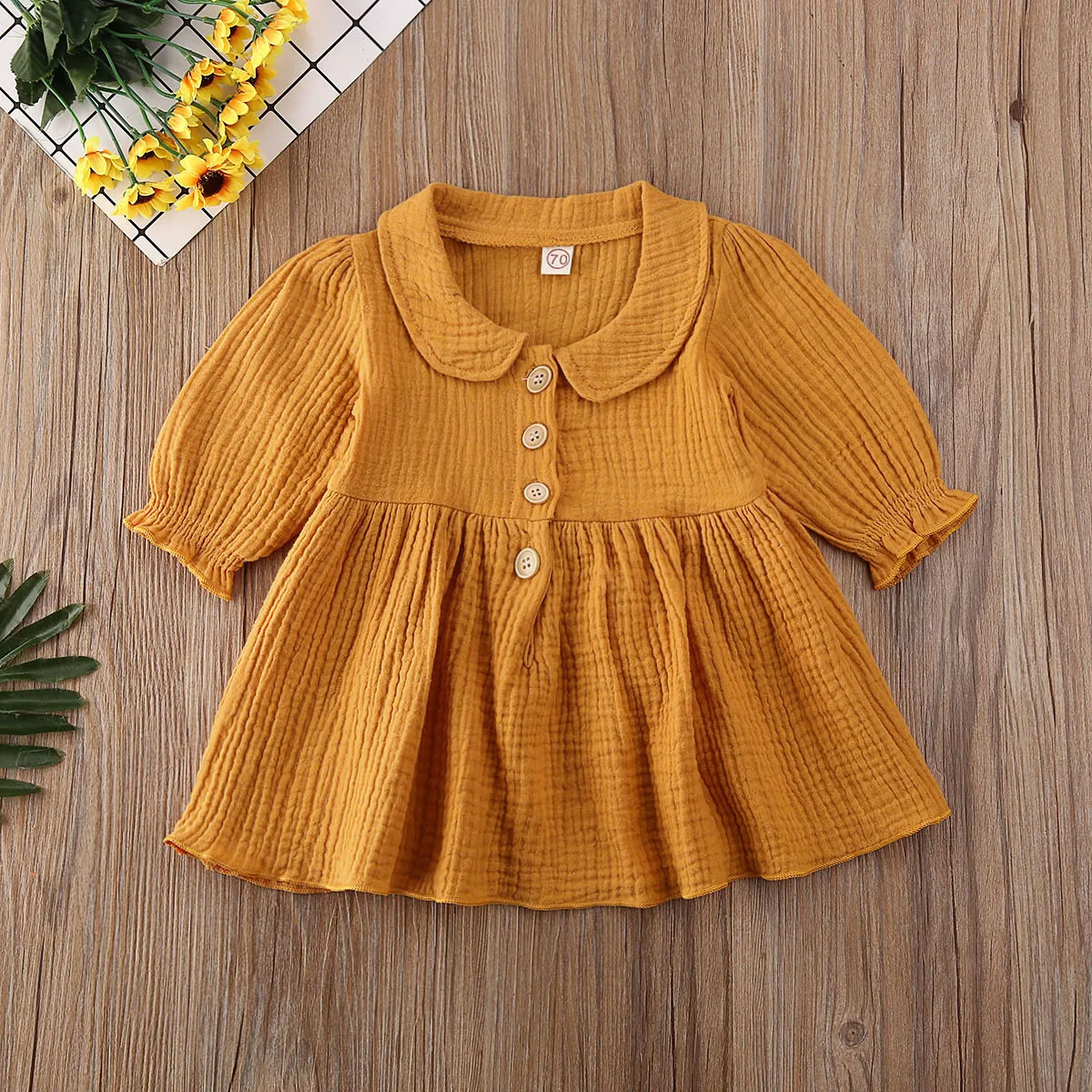 0-4Y Vintage Toddler Baby Kid Girls Dress Flower Long Sleeve Ruffles A line For Autumn Spring Costumes | Детская одежда и обувь