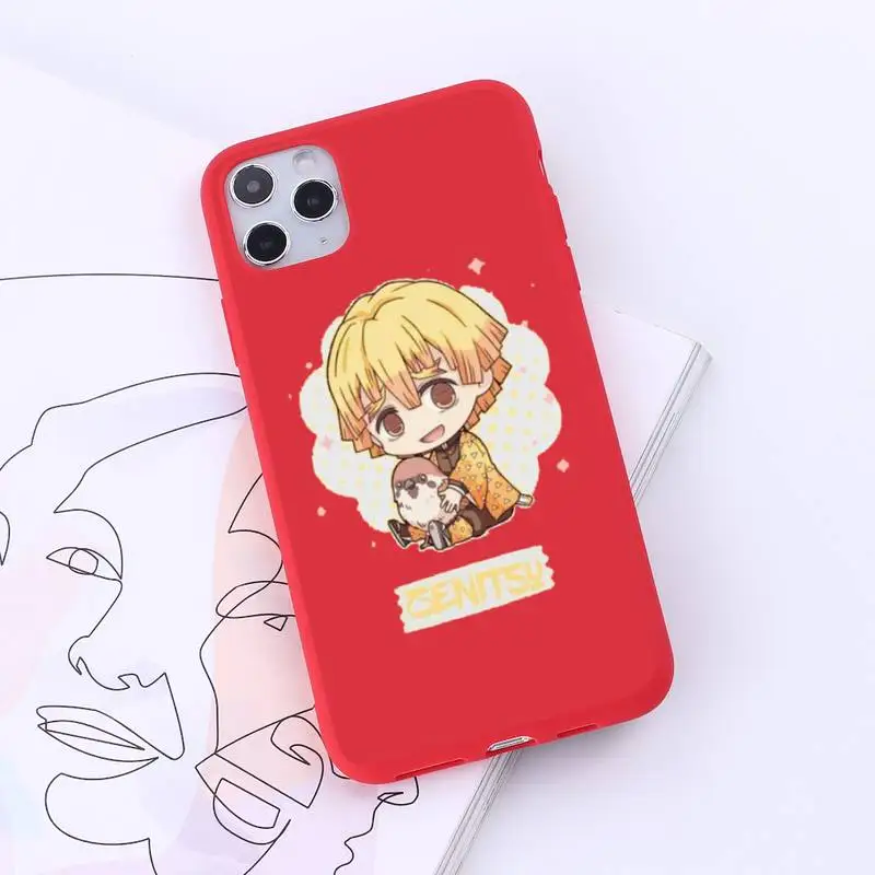 

Demon Slayer Kawaii Anime Phone Case Candy Color for iPhone 6 7 8 11 12 s mini pro X XS XR MAX Plus