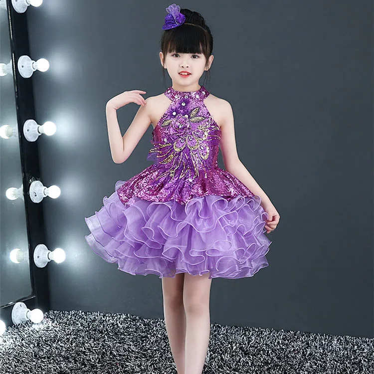 5 Colors Tulle Cupcake Dresses Girl Ceremony Beautiful Girl Costume Child Flower Wedding Gowns Rhinestone Girls Party Dress Kids