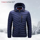 TIMESUNION Бренд Зима Теплая Водонепроницаемая Куртка Мужчины 2021 Новая Осень Толстые Капюшоном Парки Мужская Мода Повседневная Тонкий Куртка Пальто Мужчины