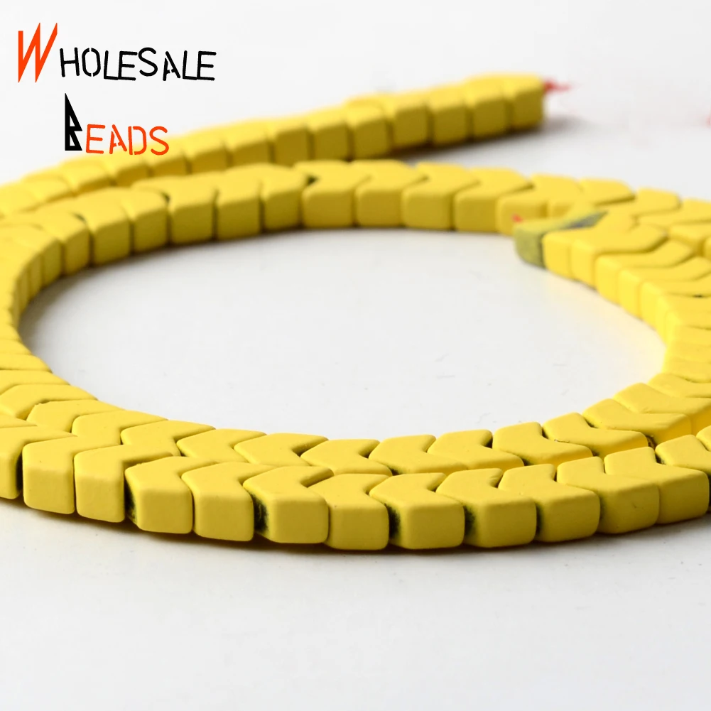 

6x3mm Natural Stone Yellow Rubber Arrow Hematite Round Spacer Loose Beads For DIY Jewelry Making Necklace Bracelet Accessories