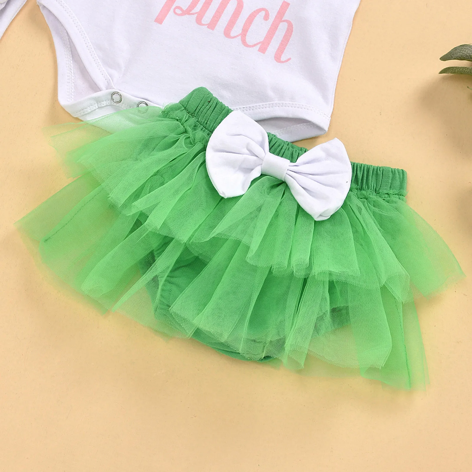 

2021 Newborn Infant Baby Girls St.patrick's Day Romper Tutu Skirt Leg Warmers Jumpsuit Romper Bodysuit+shorts Clothes