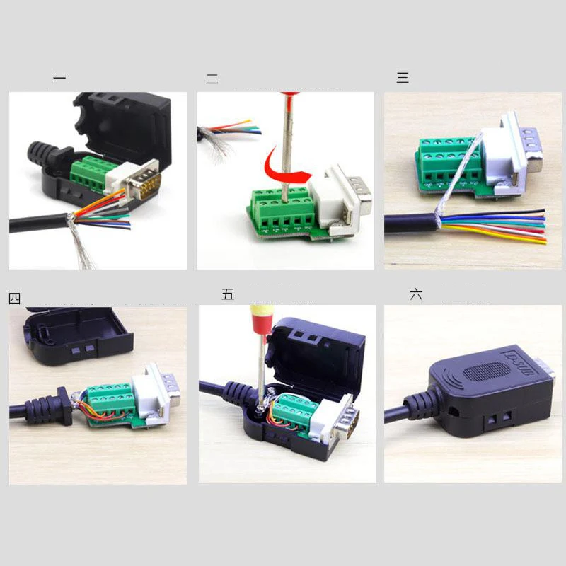 DB9 разъем RS232 штекер гнездо 9-контактный RS485 соединители COM медный пластик 53*35*19 мм |