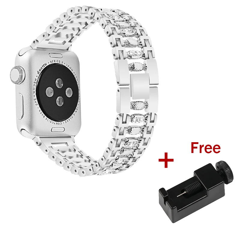 Silver Ремешок Joyozy из нержавеющей стали для Apple Watch, серия 5, ремешок 40 мм, 44 мм, 38 мм, 42 мм, ремешок для часов, браслет, аксессуары для iWatch 4/3/2 - Цвет ремешка: Silver