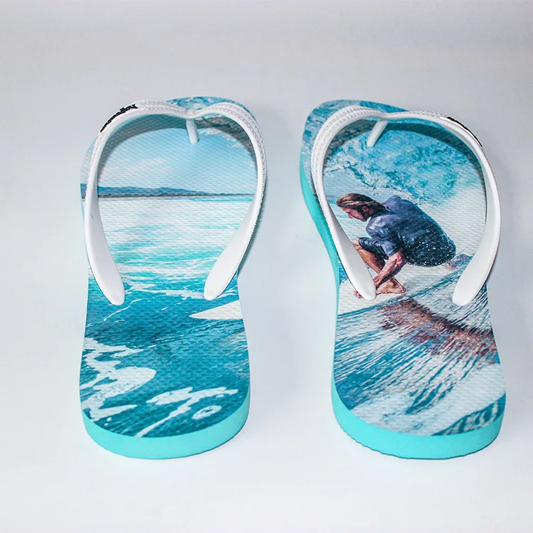 

New rubber beach slippers fashion digital print surfing herringbone slippers