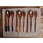 Комплект одежды из 3 предметов в Корейском стиле из дерева Портативный посуда, вилка, ложка палочки для еды для пикника на открытом воздухе DFK889