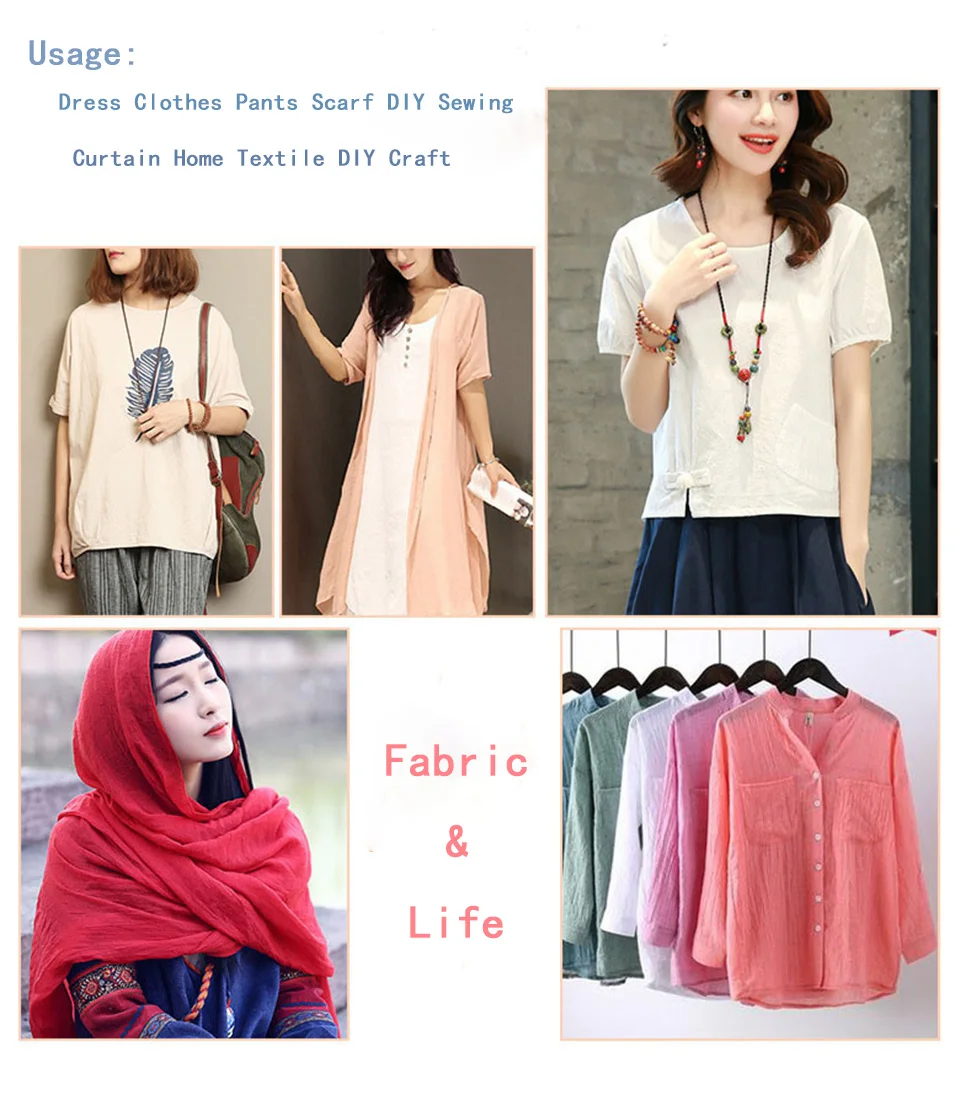 

50cmx130cm Cotton Linen Fabric 25 Colors Wrinkle DIY Sewing Fabrics Thin Plain Linen Cloth for Garment Textile DIY Making