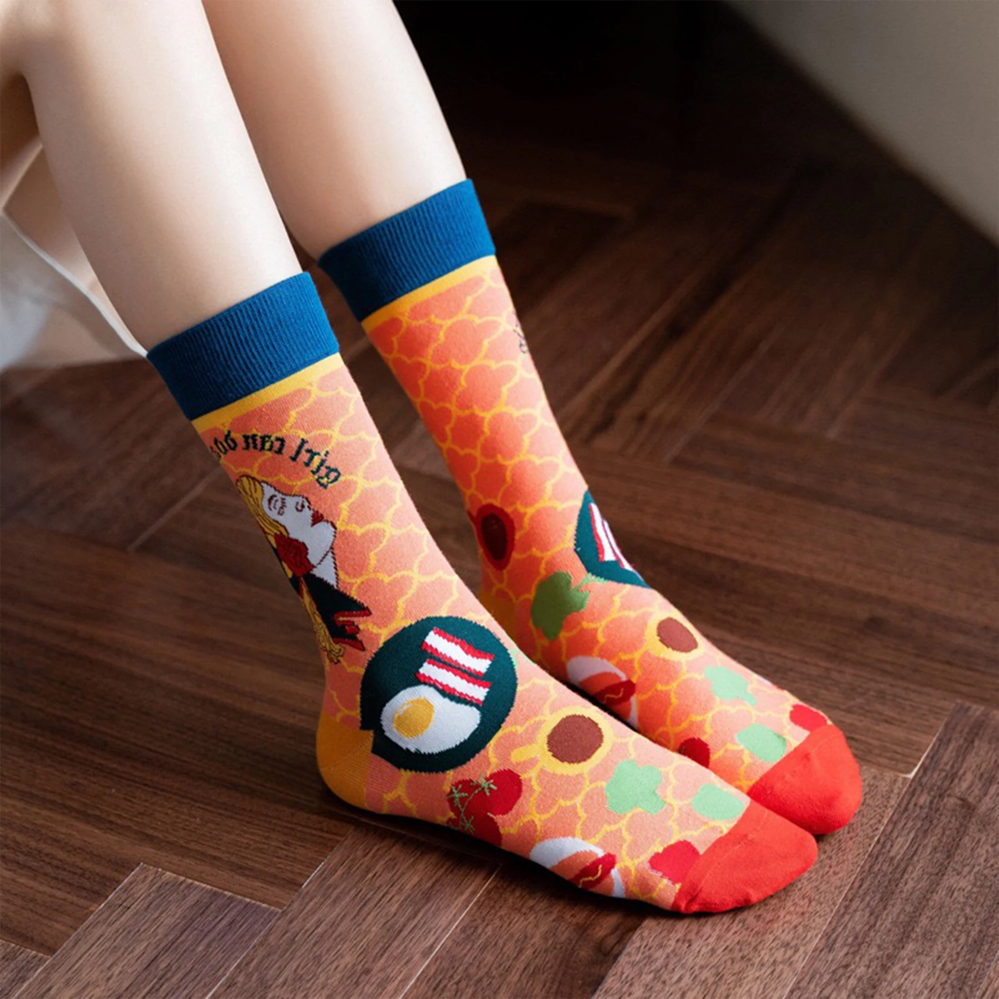 1 пара носков средней длины мужские и женские носки стильные креативные рисунки