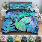 Пододеяльник с цветными листьями, Комплект постельного белья 3D принт тропических листьев, двойной пододеяльник с застежкой-молнией, пододеяльник большого размера