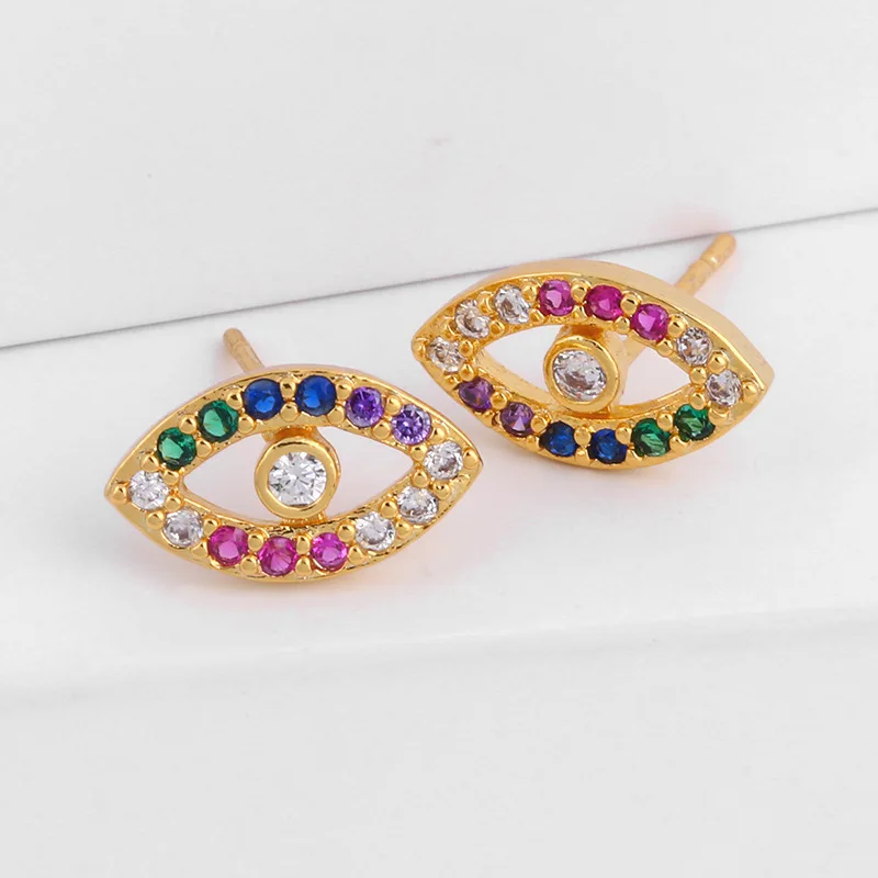 2 шт Мода Циркон с радужным блеском глаз серьги гвоздики для женщин Радуга