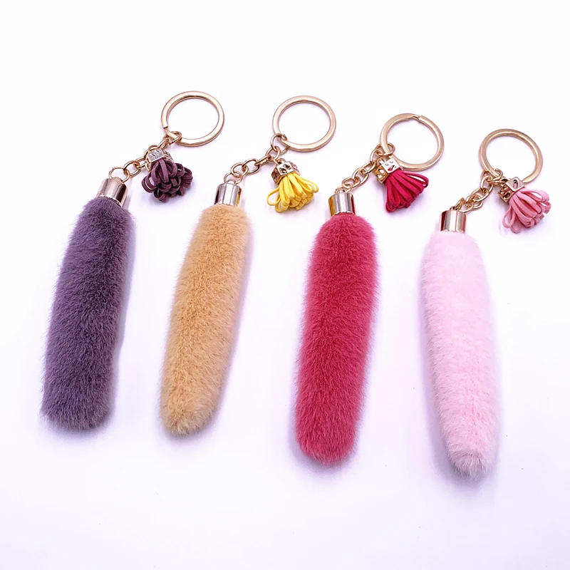 Кисточка плюшевый автомобильный брелок цветной зажим для ключей женская сумка
