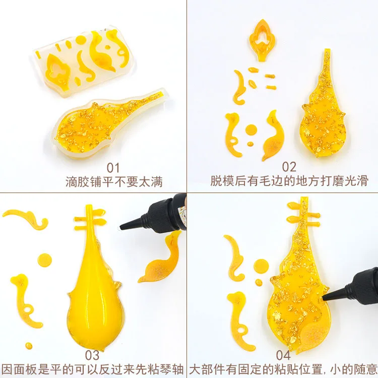 Popular1PC lute Shaped высушенный цветок ювелирный инструмент Ювелирная форма УФ-отверждаемая эпоксидная смола силиконовые формы для изготовления ювелирных изделий