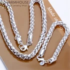 Комплект ювелирных украшений Charmhouse из серебра 925 пробы для мужчин, плетеная цепочка 8 мм, колье, браслет, колье, 2 шт., украшения