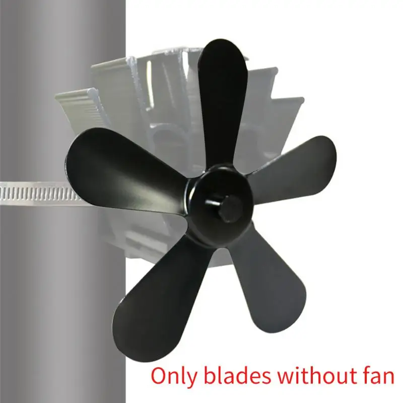 

Heat Powered Aluminum Fireplace Fan 5 Blades Energy-Saving Warm Burner Household Living Room Modern Wood Stove Low Noise Winter