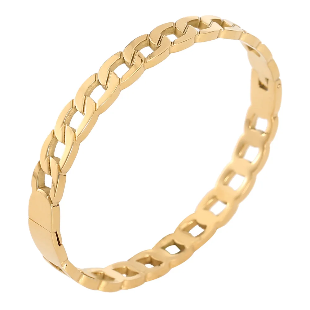 

Fashion High Quality Men Stainless Steel Hollowed Out Bracelet Wave Line Bracelet Charm Geometry Open Jewelry New Style