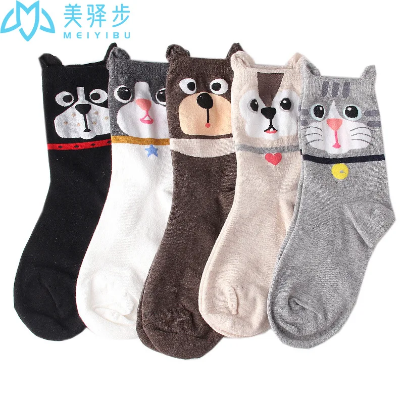 12 Pairs Per Set Cartoon Ear Female Socks Korean Version Cute Socks Manufacturer Wholesale