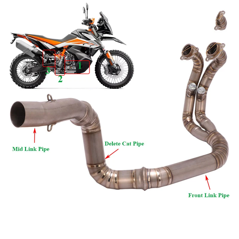 

Complete Exhaust Tube Titanium Alloy Front Mid Connector Tube Delete Cat Motorcycle Modified for 790 Adventure R Rally 2019 2020