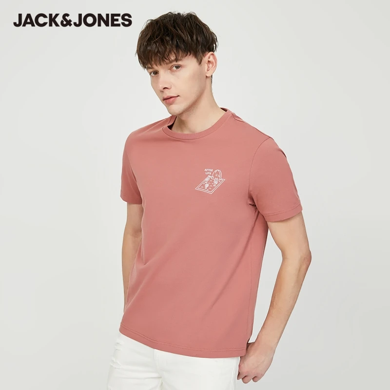 Мужская футболка с короткими рукавами JackJones 100% хлопок 3D вышивкой одежда