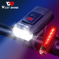 west biking 350 lumens bike light with battery display usb rechargeable headlight waterproof led cycling front rear lamp