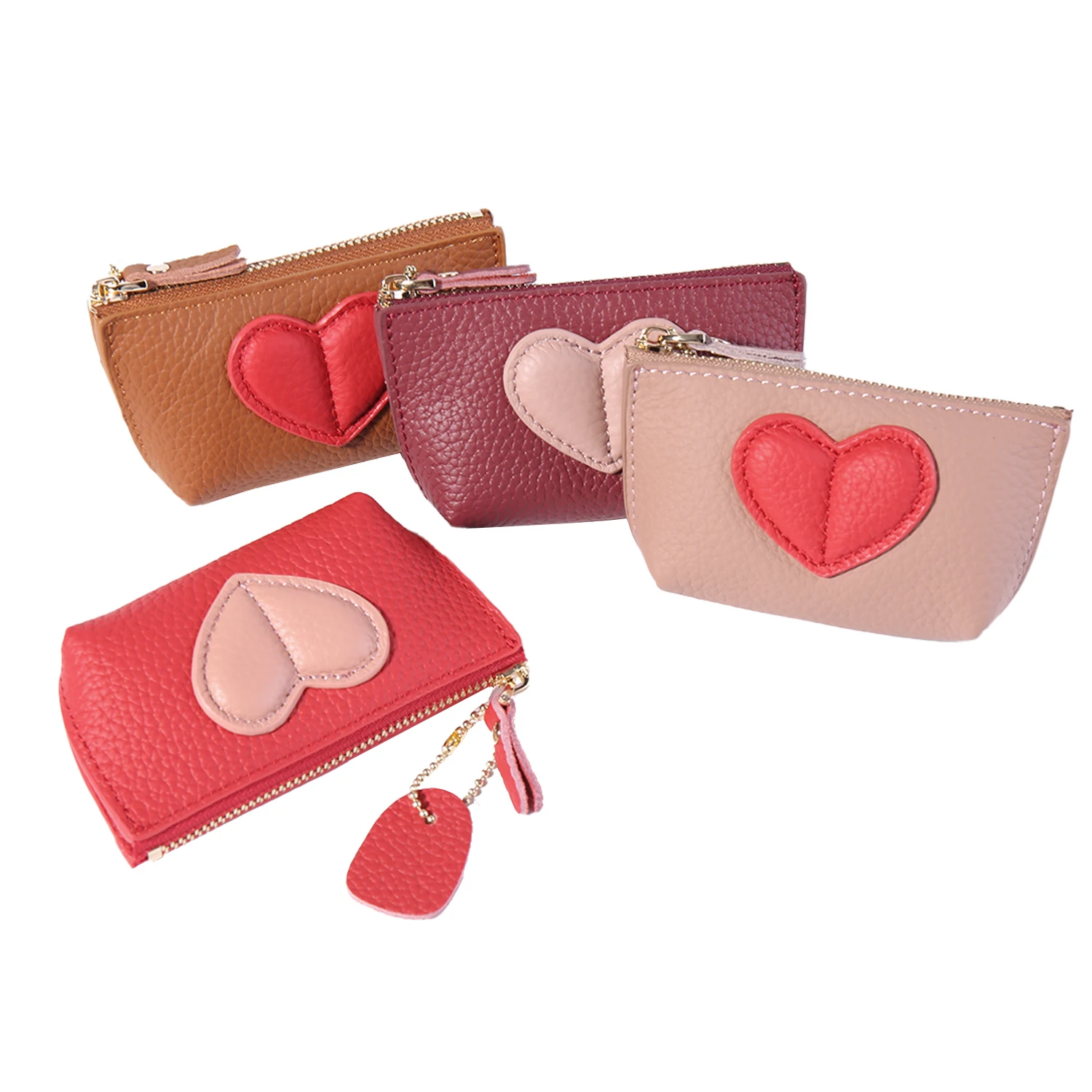 

Women'S RFID Coin Purse Mini Cowskin Genuine Leather Pouch Women Wallet Fashion Female Designer Purse With Keychain Ring