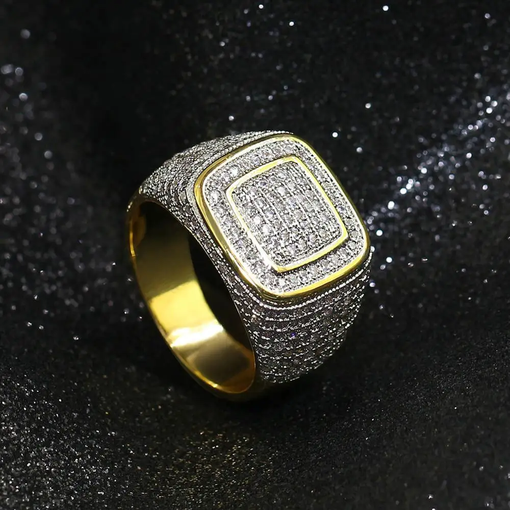 

New Arrival Rings For Men Women Iced Out High Quality Cubic Zirconia Rings With Jewelry Box Hip Hop / Punk Gold Ring For Women