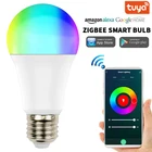 Zigbee Tuya Smart Светильник лампы функция голосового Управление 10 Вт RGB с регулируемой яркостью E27 Wi-Fi LED декоративный светодиодный светильник AC100-240V с Alexa Google умный дом