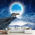 Пользовательские обои 3D Луна животное Wolf настенный стикер с пейзажем гостиная спальня домашний декор самоклеящийся водонепроницаемый постер