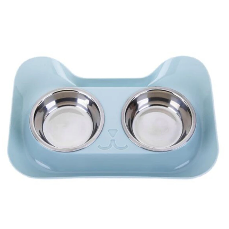 1 шт. прочная двойная миска для кошачьего корма из нержавеющей стали Кошка
