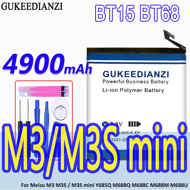 4900 мА/ч Батарея для Meizu M3 M3S / мини Y685Q M688Q M688C M688M M688U мобильный телефон BT68