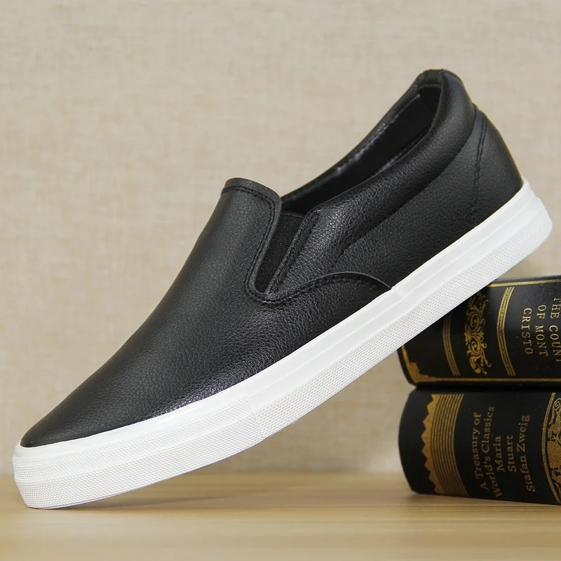 

Fashion Designer Men's Pu Leather Loafer Shoes Black British Style Men's Sneaker Vulcanized Shoes 38-45 M568
