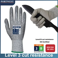 portwest professional heep pu anti cut resistant work gloves for men woodworking heat resistant welding safety working gloves