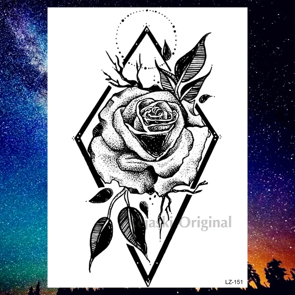 PLZ151 DIY Geometric Wolf Temporary Tattoos For Women Men Body Art Arm Tattoos Sticker Realistic Fake Dreamcatcher Coyote Flower Tatoos - Цвет: PLZ151