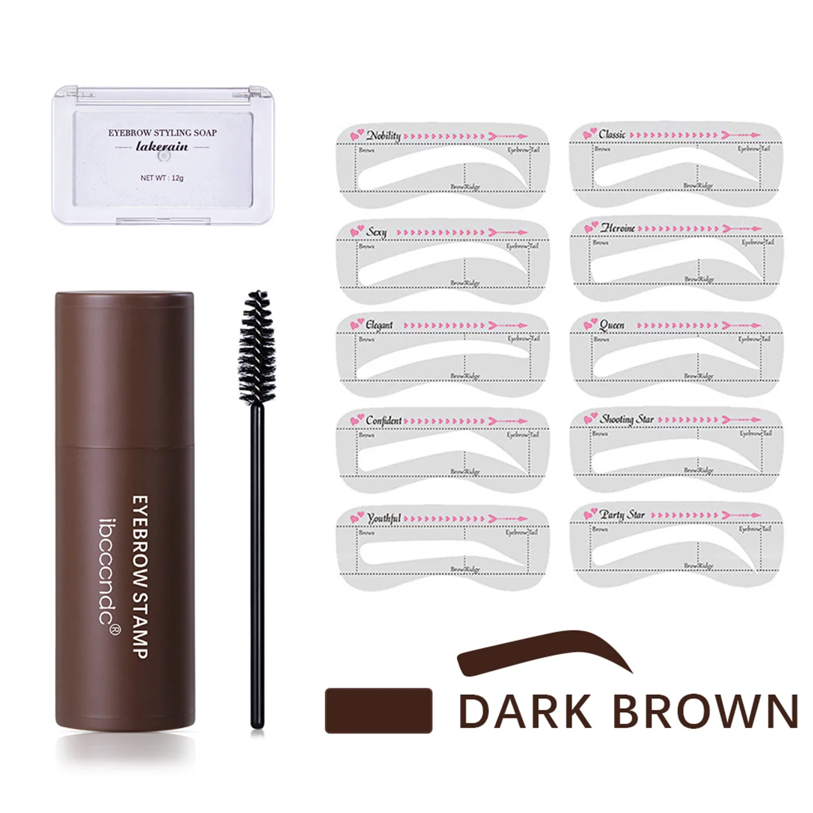 

3 Colors 14pcs/set Eyebrow Styling Cream Natural Wild Eyebrow Styling Soap Multiple Eyebrow Templates Eyelash Brush