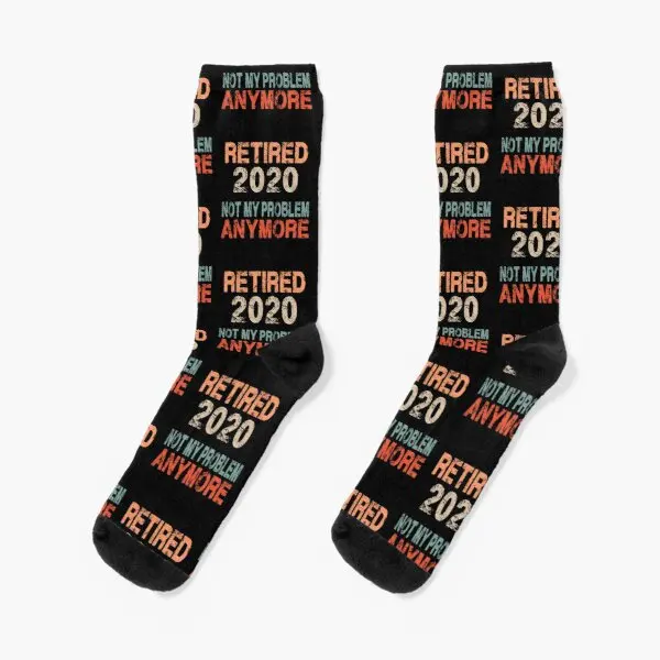 

Retired 2020 Not My Problem Anymore Crew Socks Ladies Funny Best Winter Cotton Breathable Comfortable Sports Autumn Short Black
