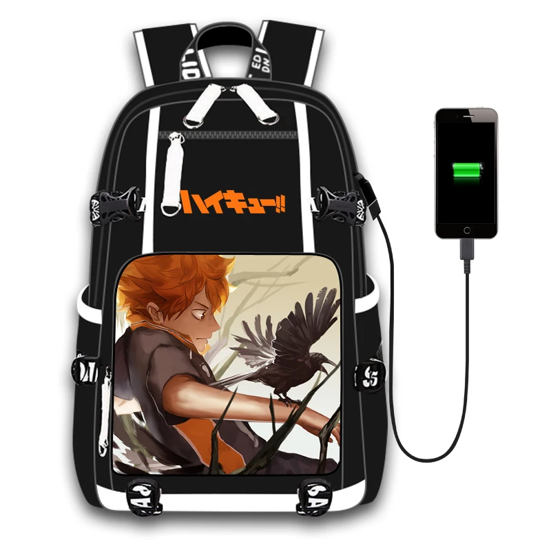 Рюкзак Haikyuu Karasuno для мальчиков с USB-портом школьный ранец уличная сумка на плечо
