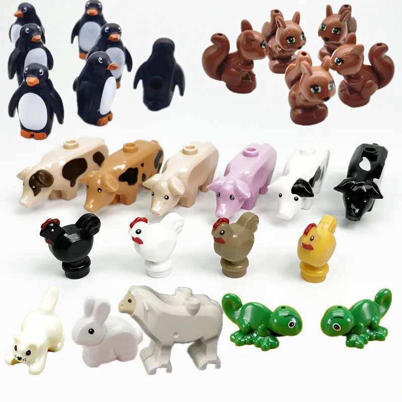 Конструктор игрушечный MOC детский мини фигурки животных пингвин овечка свинья