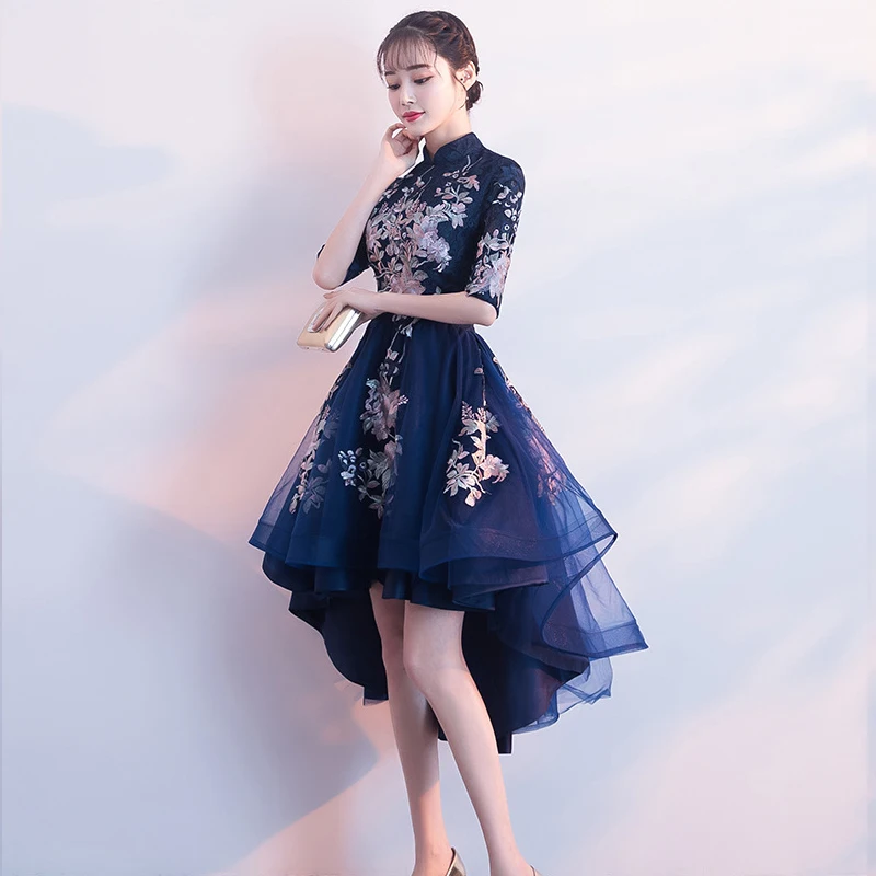 Женское вечернее платье Ципао в стиле ретро традиционное китайское темно-синего