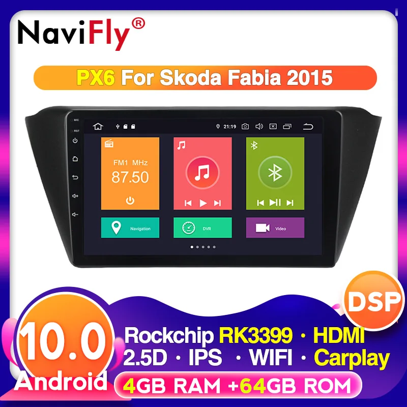 4G LTE IPS DSP Android 10 car gps dvd player for skoda fabia 2015 2018 2019 radio multimedia navigation stereo head unit | Автомобили и
